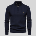 Men'S Ribbed Top with High Zip Neck Sweater