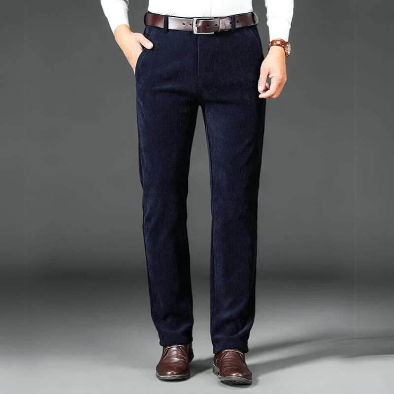 Men'S Fleece Corduroy Trousers Straight Leg Pants
