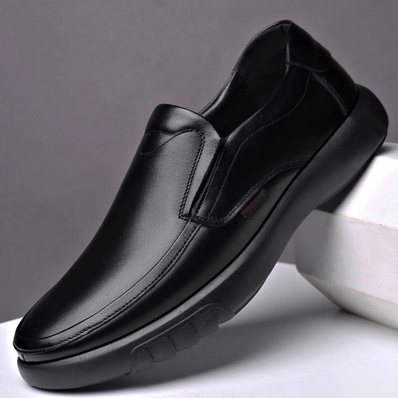 2025 Men'S Genuine Leather+Microfiber Leathe Shoes 38-46 Soft Anti-Slip Rubber Loafers Man Casual Leather Shoes