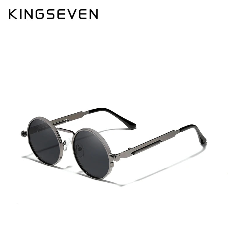 KINGSEVEN High Quality Gothic Steampunk Sunglasses Polarized Men Women Brand Designer Vintage round Metal Frame Sun Glasses