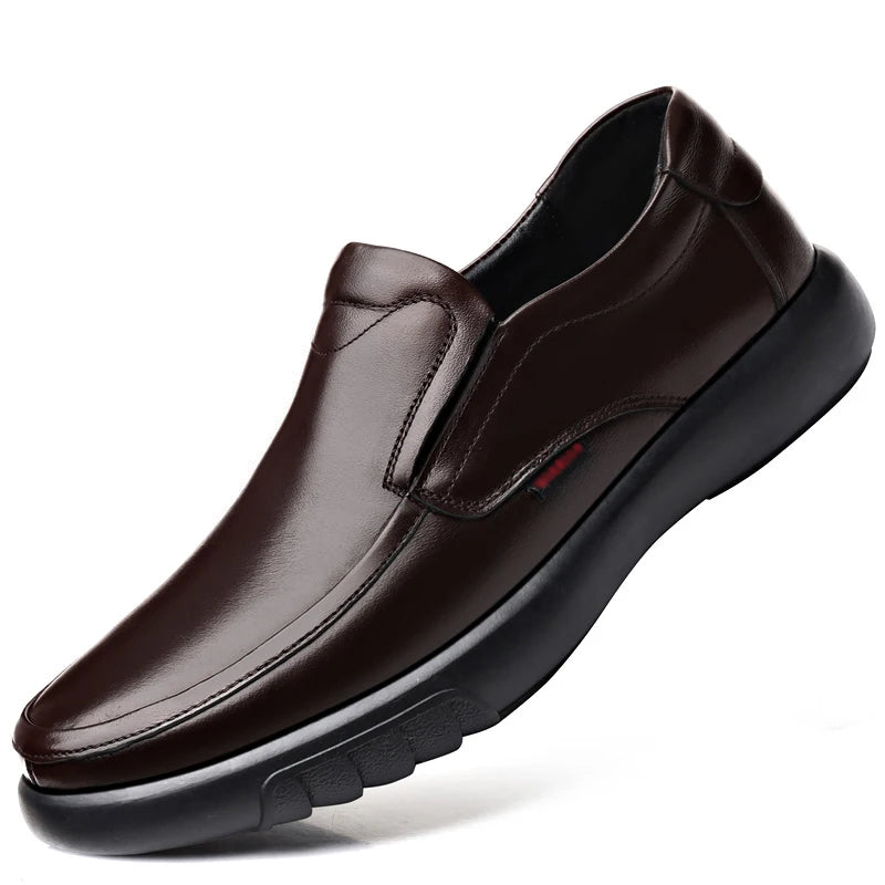 2025 Men'S Genuine Leather+Microfiber Leathe Shoes 38-46 Soft Anti-Slip Rubber Loafers Man Casual Leather Shoes