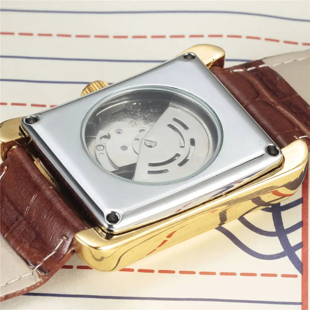 SEWOR Watch Fashion Rectangle Watches Men Gold Automatic Mechanical Wristwatches Men Luxury Business Watch Relogio Masculino