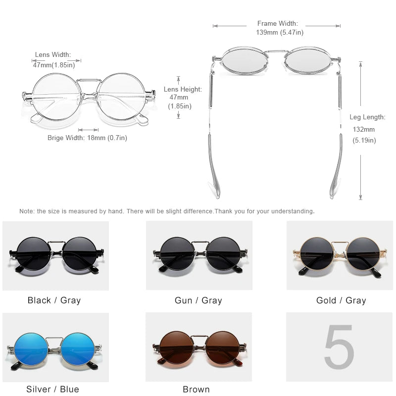 KINGSEVEN High Quality Gothic Steampunk Sunglasses Polarized Men Women Brand Designer Vintage round Metal Frame Sun Glasses