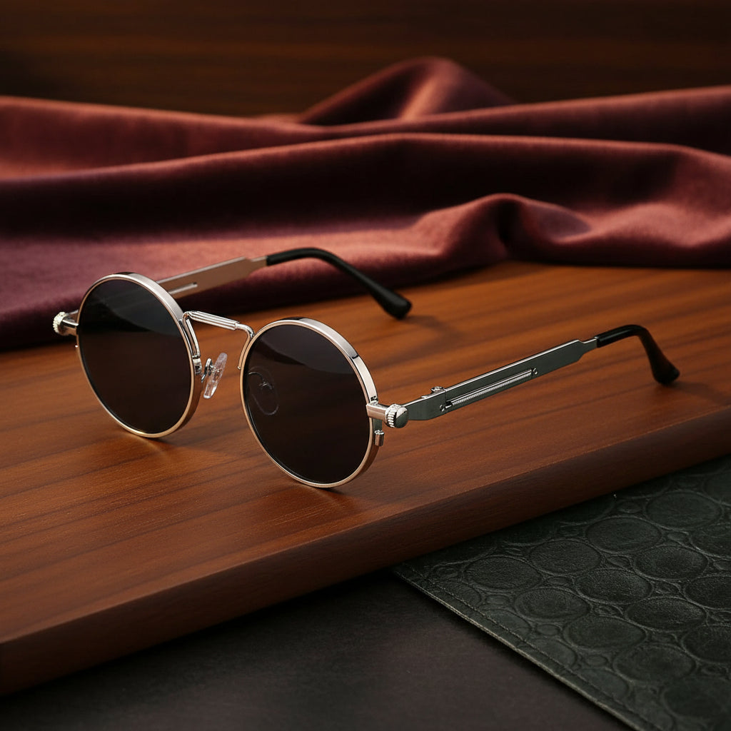 KINGSEVEN High Quality Gothic Steampunk Sunglasses Polarized Men Women Brand Designer Vintage round Metal Frame Sun Glasses